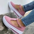 Women's Sandals Sneakers Plus Size Platform Sneakers Outdoor Work Daily Solid Colored Summer Buckle Wedge Heel Round Toe Closed Toe Casual Walking Canvas Buckle Black Pink Red