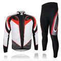 Arsuxeo Men's Long Sleeve Cycling Jersey with Tights Spandex Silicon Polyester Black / Red Purple Yellow Patchwork Bike Clothing Suit Thermal / Warm Breathable 3D Pad Quick Dry Limits Bacteria Sports