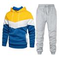 Men's Tracksuit Sweatsuit Jogging Suits White Yellow Wine Red Navy Blue Hooded Color Block Patchwork 2 Piece Sports Outdoor Daily Sports Basic Casual Big and Tall Fall Spring Clothing Apparel