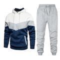 Men's Tracksuit Sweatsuit Jogging Suits White Yellow Wine Red Navy Blue Hooded Color Block Patchwork 2 Piece Sports Outdoor Daily Sports Basic Casual Big and Tall Fall Spring Clothing Apparel