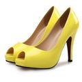 Women's Heels Pumps Office Work Daily Solid Colored Summer Platform High Heel Peep Toe Business Classic Patent Leather Loafer Almond Black Yellow