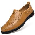 Men's Unisex Loafers Slip-Ons Comfort Loafers Business Casual Daily Office Career Leather Loafer Light Brown Red Brown Black Spring Fall