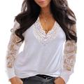 Women's Lace Shirt Shirt Going Out Tops Blouse Solid Color Floral Daily Date Vacation Black White Wine Lace Long Sleeve Sexy Holiday Casual V Neck Regular Fit Spring Fall Winter