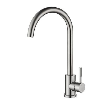 Stainless Steel Kitchen Faucet,Nickel Brushed Free Standing Single Handle One Hole Standard Spout High Arc 360° Rotatable Bathroom Sink Faucet with Hot and Cold Water Switch