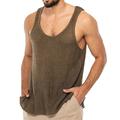 Men's Tank Top Vest Top Undershirt Sleeveless Shirt Knit Tee Solid Color Crew Neck Casual Daily Sleeveless Clothing Apparel Sports Fashion Lightweight Big and Tall