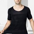 Men's Shapewear Waist Trainer Body Shaper Pure Color Simple Comfort Home Daily Nylon Slimming Crew Neck Short Sleeve Winter Fall Black Blue