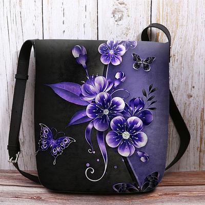 Women's Crossbody Bag Shoulder Bag Fluffy Bag Polyester Shopping Daily Holiday Print Large Capacity Lightweight Durable Flower Yellow Blue Fuchsia