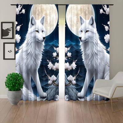 2 Panels Curtains For Living Room Bedroom, Wolf Curtain Drapes for Bedroom Door Kitchen Window Treatments Thermal Insulated Room Darkening