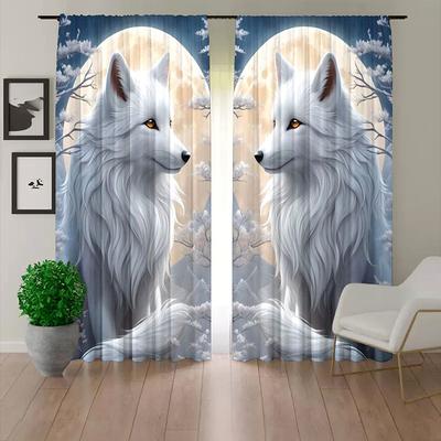 2 Panels Curtains For Living Room Bedroom, Wolf Curtain Drapes for Bedroom Door Kitchen Window Treatments Thermal Insulated Room Darkening