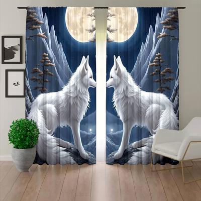 2 Panels Curtains For Living Room Bedroom, Wolf Curtain Drapes for Bedroom Door Kitchen Window Treatments Thermal Insulated Room Darkening