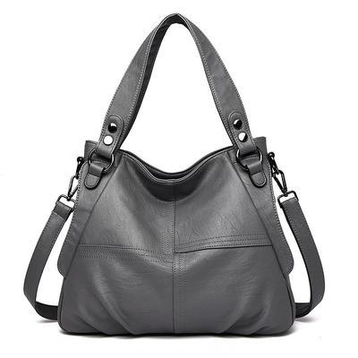 Women's Burgundy Faux Leather Shoulder Bag – Large Capacity Handbag with Detachable Strap for Work Travel