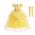 Belle Princess Dress Flower Girl Dress Tulle dress Girls' Beauty and Beast Movie Cosplay Costume Yellow Dress Masquerade Organza