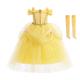 Belle Princess Dress Flower Girl Dress Tulle dress Girls' Beauty and Beast Movie Cosplay Costume Yellow Dress Masquerade Organza