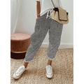 Women's Linen Pants Faux Linen Striped Lines / Waves White Blue Stylish Natural Full Length Casual Daily Wear Spring, Fall, Winter, Summer