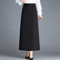 Women's Skirt A Line Maxi High Waist Skirts Pocket Solid Colored Street Daily Winter Polyester Elegant Fashion Black