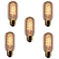 5pcs 40W Edison Vintage Incandescent Light Bulb Dimmable T45 Antique Spiral Filament E26 E27 Amber Warm White for Home Lighting Fixture 220-240V