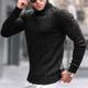 Men's Sweater Pullover Sweater Jumper Turtleneck Sweater Ribbed Cable Knit Cropped Knitted Solid Color Turtleneck Keep Warm Modern Contemporary Work Daily Wear Clothing Apparel Fall Winter Wine