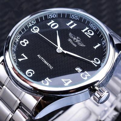 WINNER Men Mechanical Watch Fashion Casual Business Wristwatch Automatic Self-winding Luminous Calendar Decoration Leather Watch