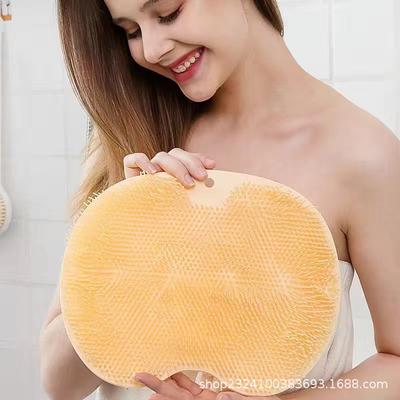 1pc Lazy Back Rub Bath Artifact, Bath Massage Tool, Back Bath Brush, Silicone Brush, Bathroom Massage Mat, Suction Cup Massager Attached To The Wall