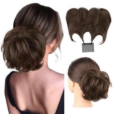 Messy Bun Hair Piece Side Comb Clip in Messy Hair Bun Short Wired Updo Extension for Women Tightness Adjustable Easy Hairpiece