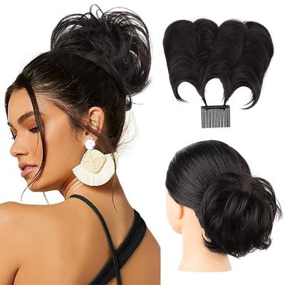 Messy Bun Hair Piece Side Comb Clip in Messy Hair Bun Short Wired Updo Extension for Women Tightness Adjustable Easy Hairpiece