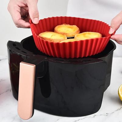 2PCS Reusable Air Fryer Silicone Pot Oven Baking Tray for Pizza Airfryer Silicone Basket Fried Chicken Grill Pan Mat for Kitchen