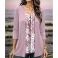 Women's Shirt Blouse Floral Casual Holiday Light Green Pink Blue Print 3/4 Length Sleeve Fashion Round Neck Regular Fit Spring Fall