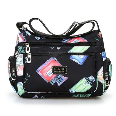 Women's Crossbody Bag Crossbody Bag Nylon Outdoor Daily Going out Print Waterproof Floral Print Flower Black Grey Black White