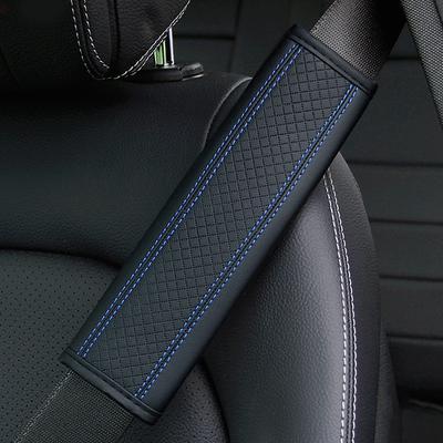 2PCs Fiber Leather Embossed Car Seat Belt Shoulder Protector Protective Cover Safety Belt
