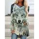 Wolf Masquerade T-shirt Women's Christmas Christmas Carnival Masquerade Adults' Christmas Vacation Polyester Top