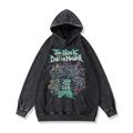 Punk Gothic Hoodie Oversized Acid Washed Outerwear Punk Gothic Retro Vinatge Street Style Hip Hop Unisex Adults