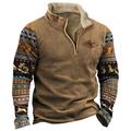 Men's Vintage Western Cowboy Zip Colorblock Stand Collar Sweatshirt