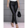 Women's Slim Pants Trousers Plain Full Length Micro-elastic Mid Waist Fashion Streetwear Party Outdoor Black Wine S M Fall Winter