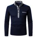 Men's Polo Shirt Golf Shirt Casual Daily Classic Collar Button Down Collar Long Sleeve Streetwear Color Block Button Front Regular Fit Dusty Blue Polo Shirt