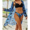 Women's Normal Pajamas Sexy Bodies Sets Leaves Hot Sexy Holiday Home Bed Swimming Polyester Outdoor Stretchy Sleeveless 3-Piece Printing Summer Royal Blue Blue