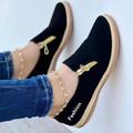 Women's Slip-Ons Plus Size Slip-on Sneakers White Shoes Daily Solid Color Solid Colored Slogan Summer Flat Heel Round Toe Sporty Casual PU Leather Canvas Loafer Black White Pink