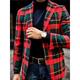 Men's Fashion Retro Vintage Blazer Jacket Plaid Regular Plus Size Single Breasted Two-buttons Greenred 2024