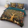 Medieval The Tree of Life Pattern Duvet Cover Set Set Soft 3-Piece Luxury Cotton Bedding Set Home Decor Gift King Queen Duvet Cover