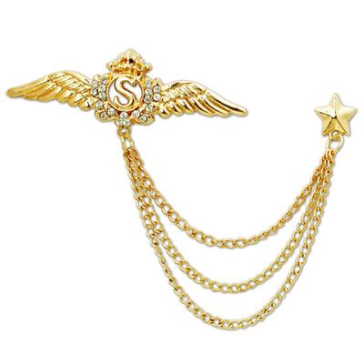 Men's Cubic Zirconia Brooches Stylish Link / Chain Creative Wings Statement Fashion British Brooch Jewelry Silver Gold For Party Daily Fall Wedding