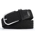 Unisex Braided Belts Fashionable Simple Knit Buckle Belt Black White Canvas Alloy Plain Outdoor Sports Ideal Gift