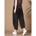 Women's Wide Leg Linen Pants Capri shorts Cotton And Linen Plain Pocket Baggy Capris Micro-elastic Mid Waist Streetwear Casual Vacation Casual Daily Black White S M Summer Spring