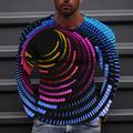 Men's T shirt Tee Optical Illusion Graphic Prints Spiral Stripe Crew Neck Green Black Blue Purple Pink 3D Print Daily Holiday Long Sleeve Print Clothing Apparel Designer Casual Big and Tall