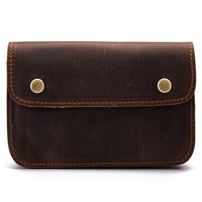 Men's Fanny Waist Bag Crazy Horse Genuine Leather Waist Packs Belt Loop Hip Hook Bum Bag Handmade Travel Small Phone Waist Pouch