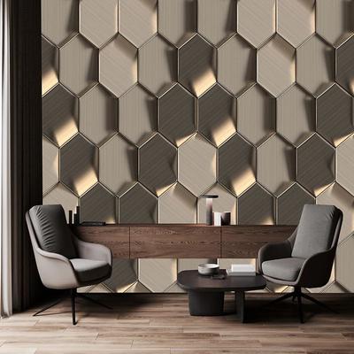 Cool Wallpapers Geometric 3D Brik Wallpaper Wall Mural Home Decoration Classic Modern Wall Covering, Canvas PVC / Vinyl Material Adhesive required Self adhesive Mural, Bedroom, Livingroom, Bathroom