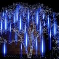 LED Falling Rain Lights 11.8 inch 8 Tubes 144 LED Rain Drop Lights Outdoor Icicle Snow Meteor Shower Lights for Christmas Wedding Party Holiday Garden Decoration