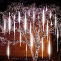 LED Falling Rain Lights 11.8 inch 8 Tubes 144 LED Rain Drop Lights Outdoor Icicle Snow Meteor Shower Lights for Christmas Wedding Party Holiday Garden Decoration