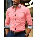 Men's Shirt Button Up Shirt Casual Shirt Black White Pink Wine Navy Blue Long Sleeve Plaid Color Block Lapel Daily Vacation Patchwork Clothing Apparel Fashion Casual Smart Casual