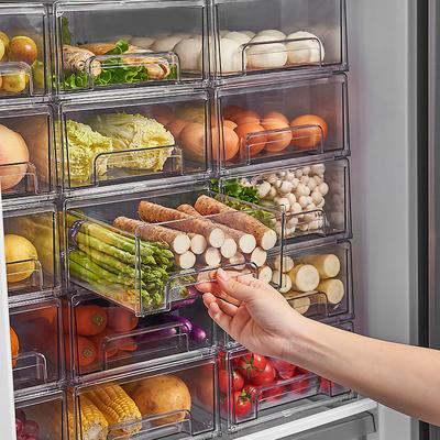 Refrigerator Drawer Storage Partition Board Storage Box Vegetable And Fruit Household Fresh-keeping Box Large Capacity Transparent Storage