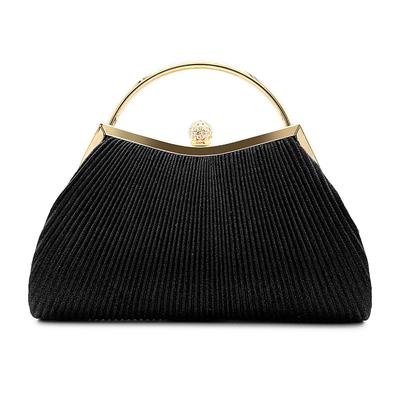 Women's Elegant Gold Evening Clutch Purse – Pleated Metallic Handbag with Rhinestone Handle for Women, Wedding, Party, and Formal Events
