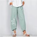 Women's Linen Pants Pants Trousers Capri shorts Linen Cotton Blend Butterfly Baggy Print Ankle-Length High Waist Chino Casual Going out Black / Red Light Green S M Spring Fall